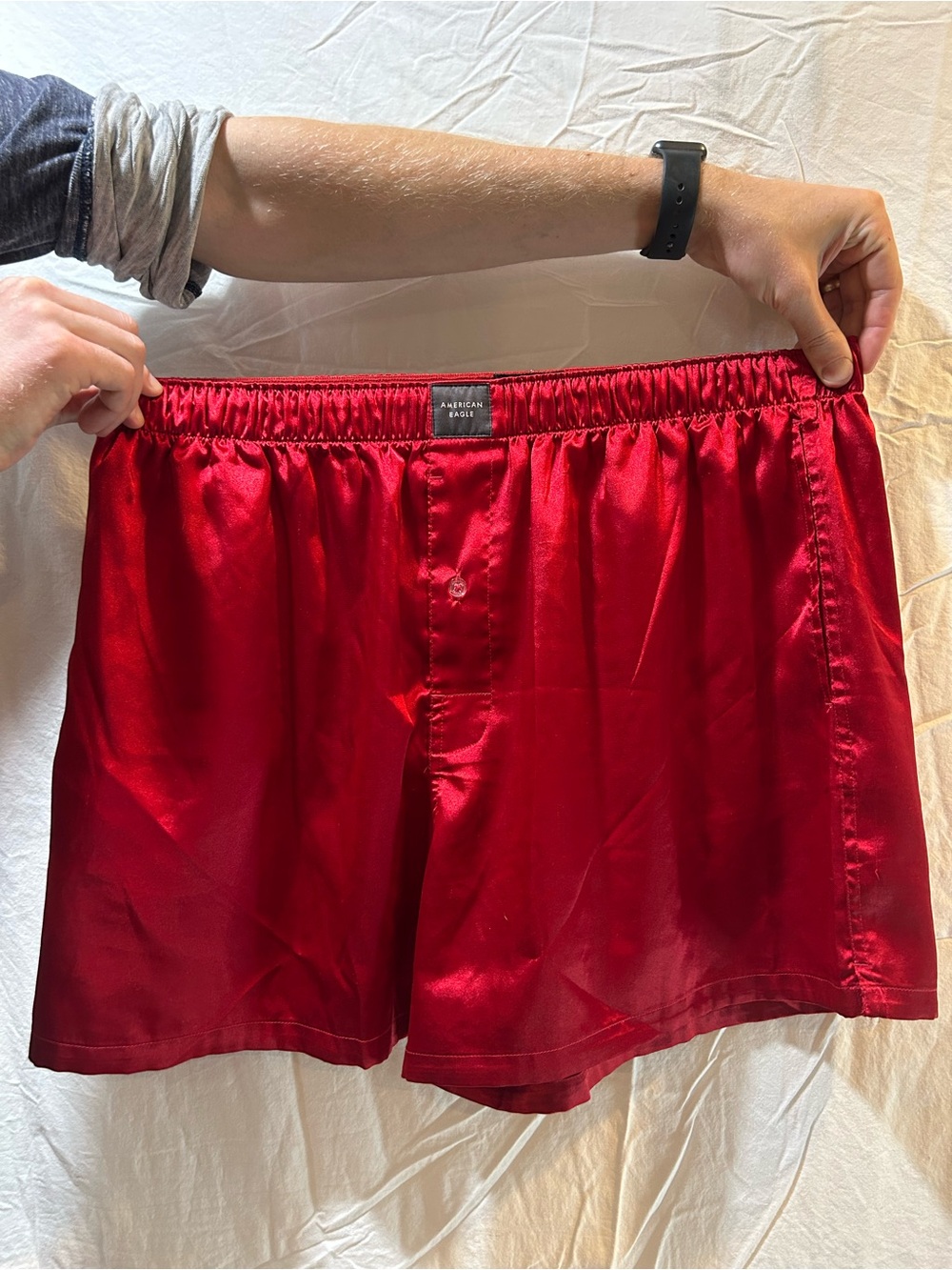 American Eagle Men’s XL Red Satin Boxer Shorts Underwear 40-42